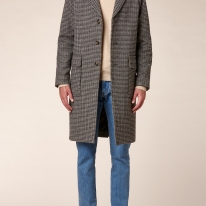 Soldes - Manteau drap de laine à micro carreaux