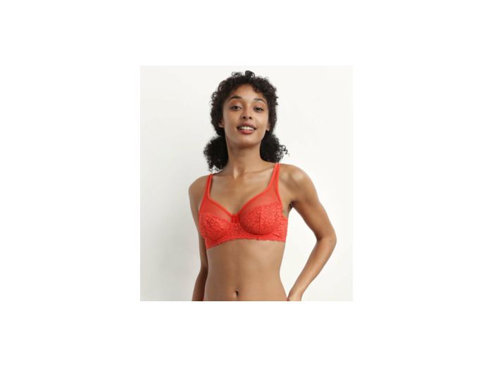 Soutien-Gorge Dim Generous Rouge à Fleurs Retro Daisy - Taille 95E, Neuf Avec Étiquettes, Avec Armature