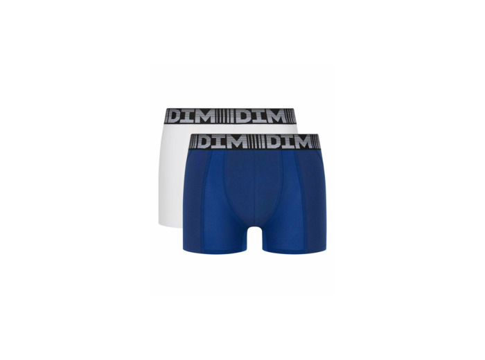 Lot de 2 boxers longs homme respirants Bleu Blanc 3D Flex Air - Dim Outlet