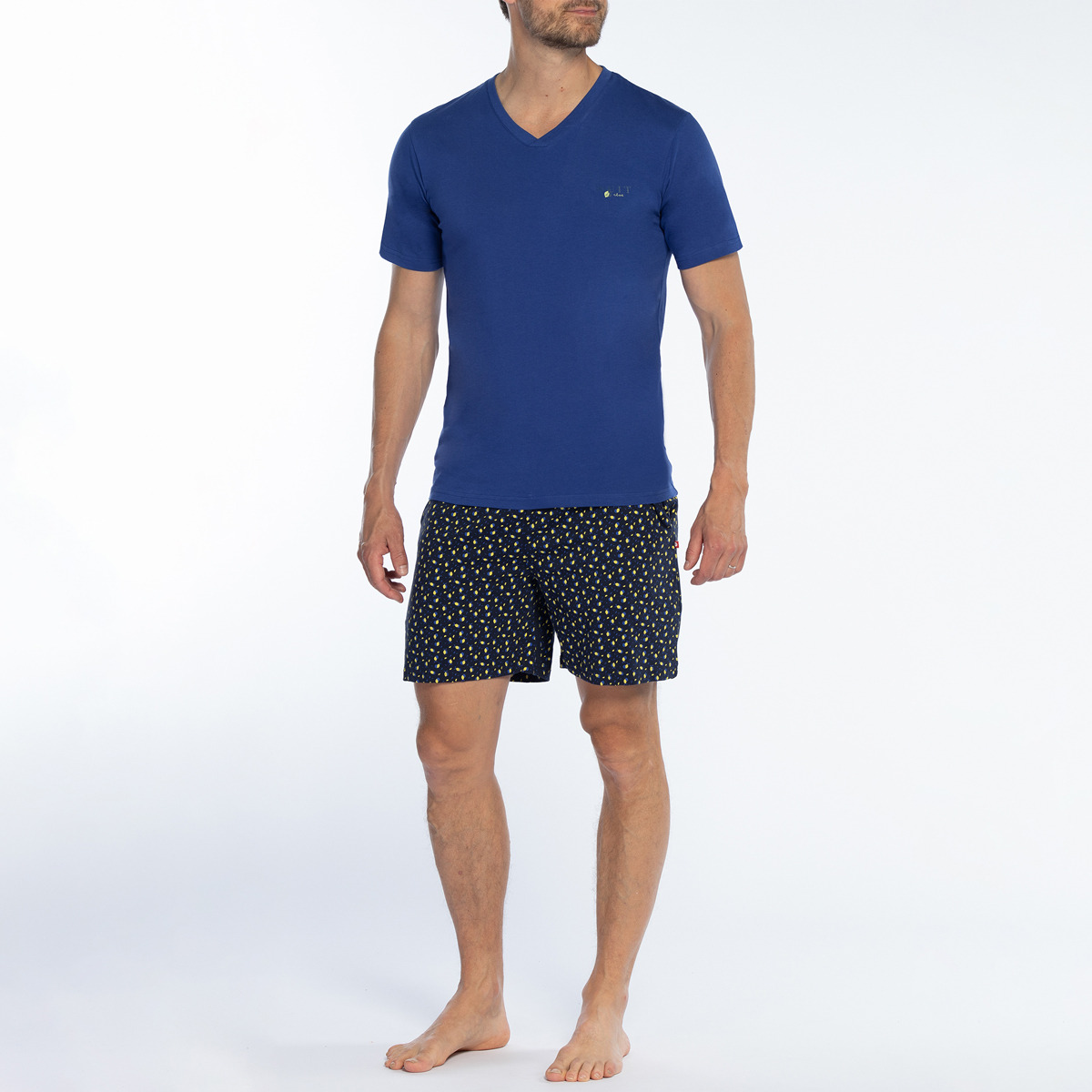 Pyjashort homme CITRON bleu/imprimé