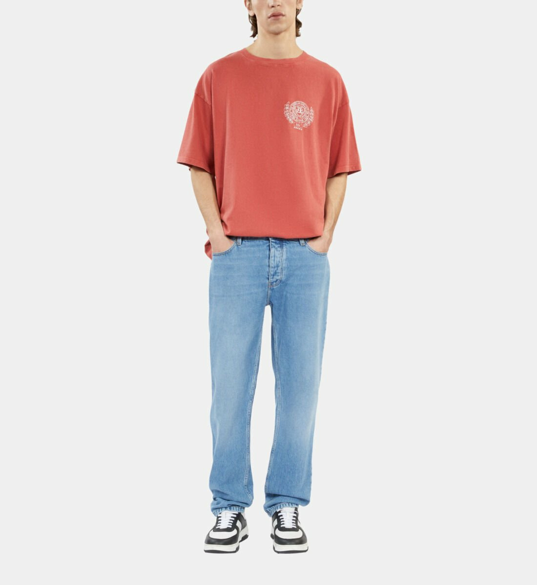 T-Shirt Rouge Avec Sérigraphie Blason red brique