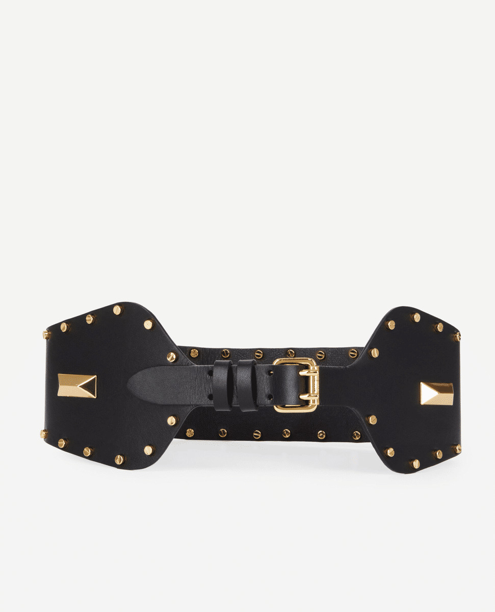 Large Ceinture Taille Haute Avec Rivets En Metal black