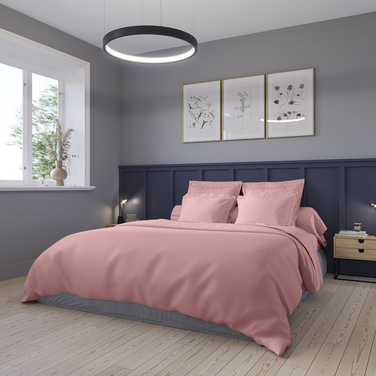 Housse de couette Partition Satin de coton Coloris Rose