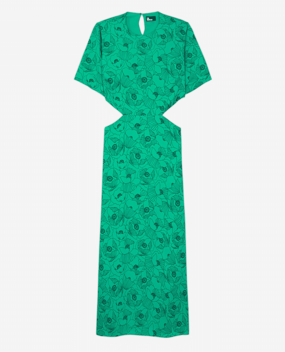 Robe Longue A Manches Courtes Dos Nu green