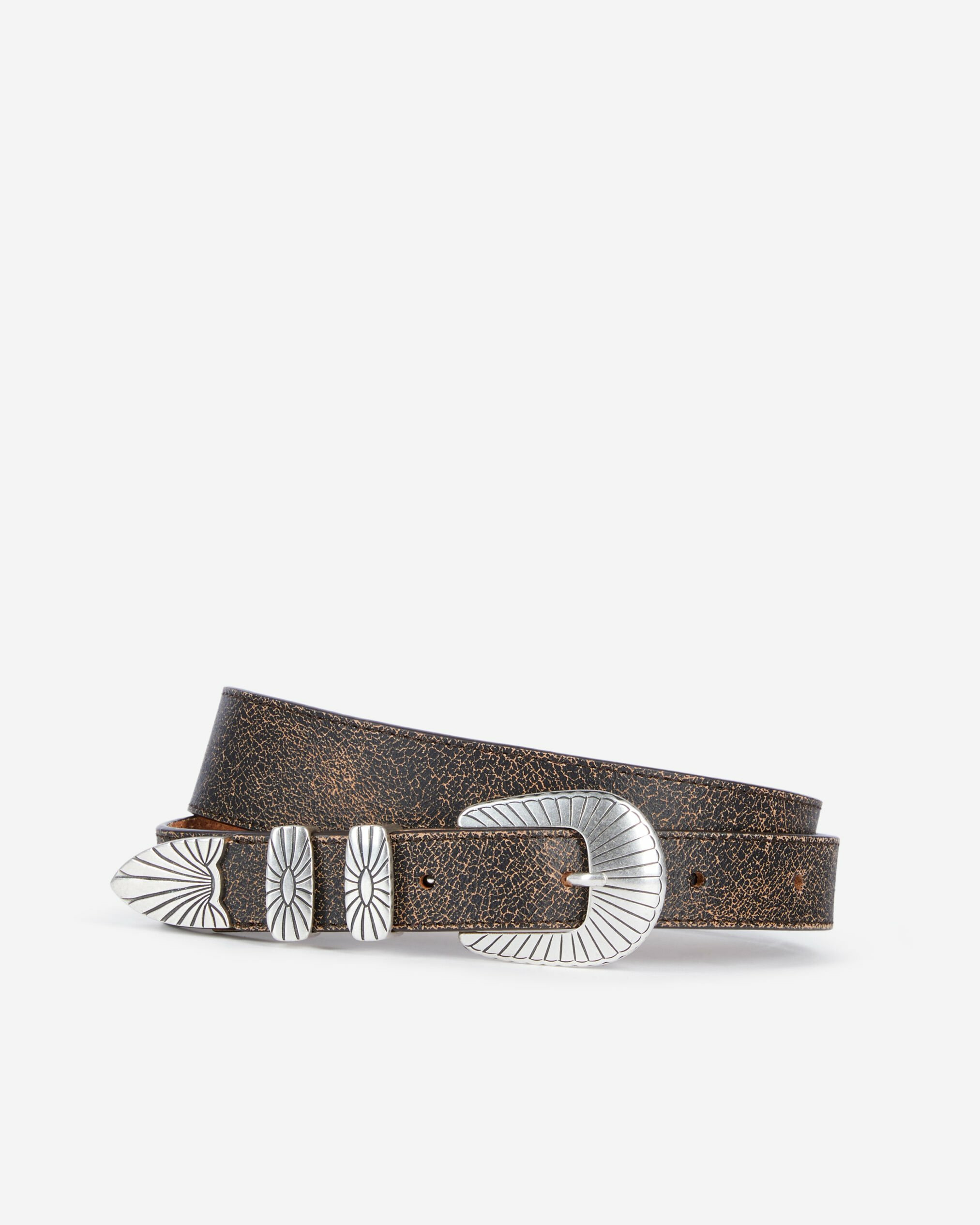 Ceinture Fine En Cuir Marron brown