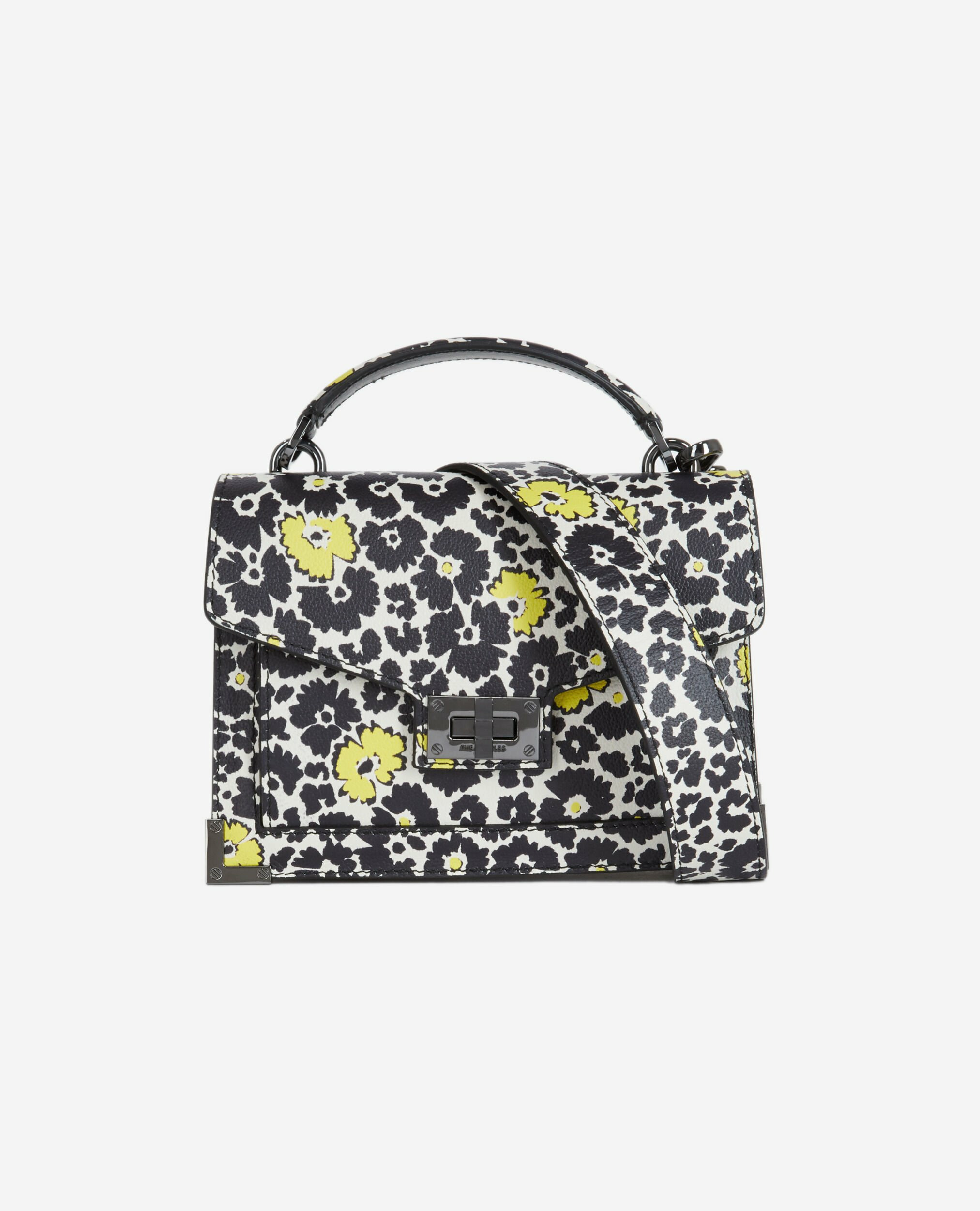 Sac Emily Cuir Imprime Fleur black yellow white The Kooples