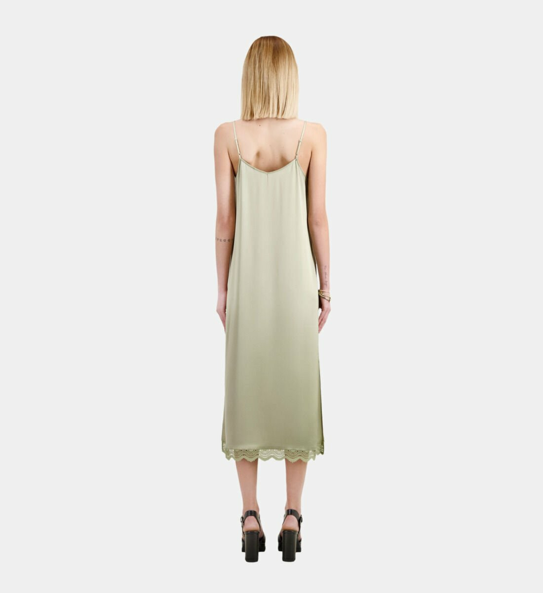 Robe Nuisette Longue Vert Clair kaki grey