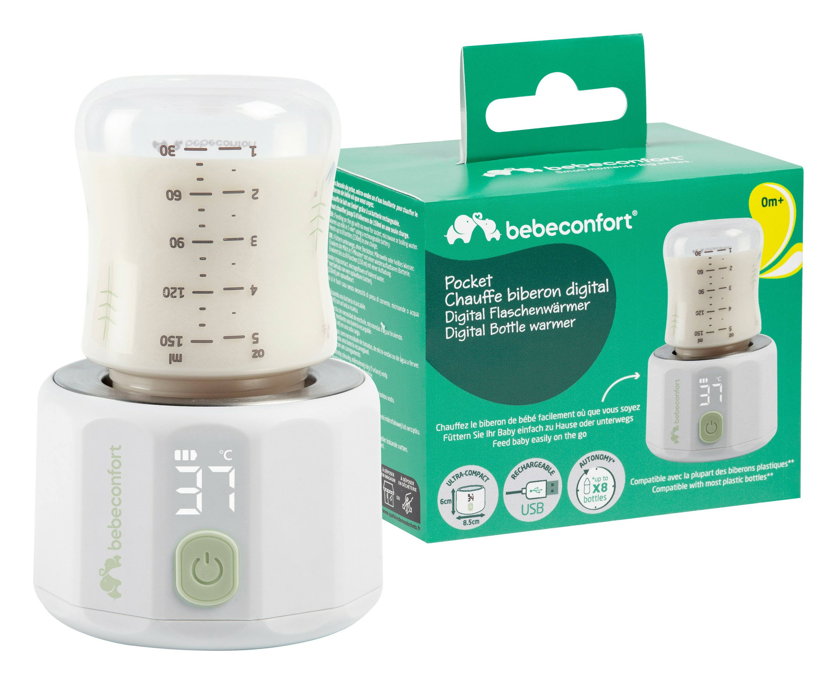 Chauffe-biberon Portable BEBELUX V2 - USB-C 36W, Stérilisation, Contrôle Température, Sans BPA, Pour Déplacements