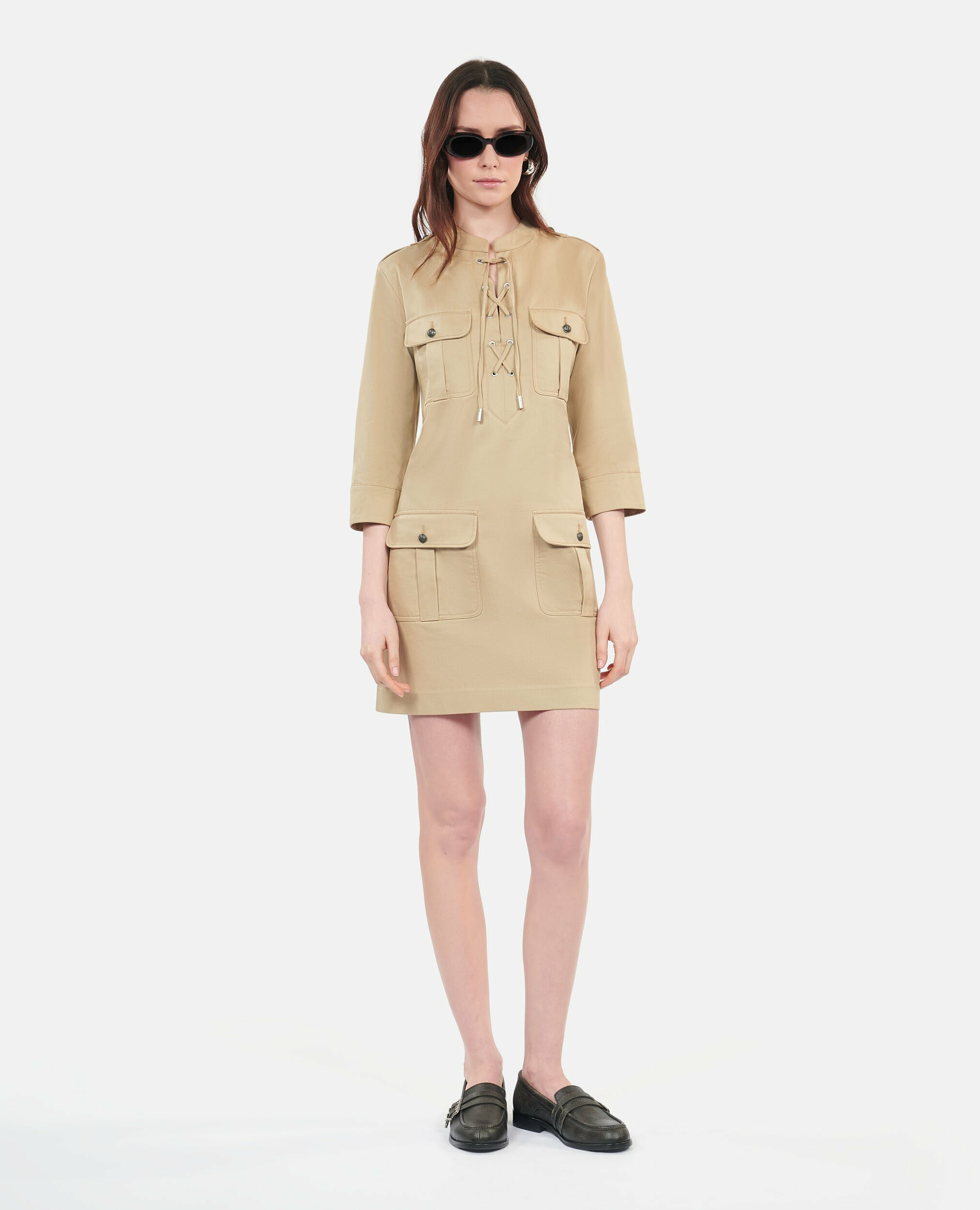 Robe Saharienne Courte Beige beige