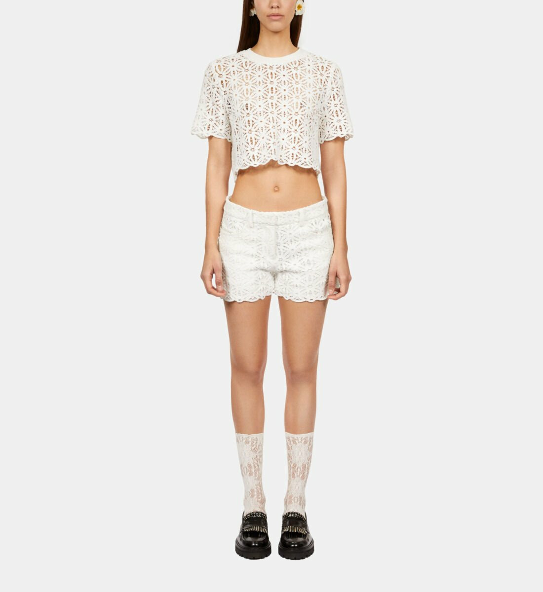 Short Blanc En Guipure white
