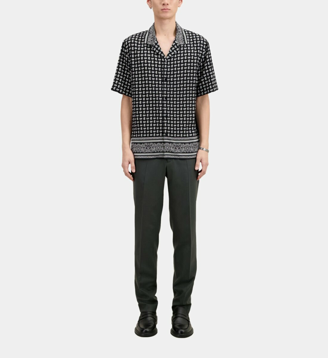 Chemise A Manches Courtes Col Requin black white
