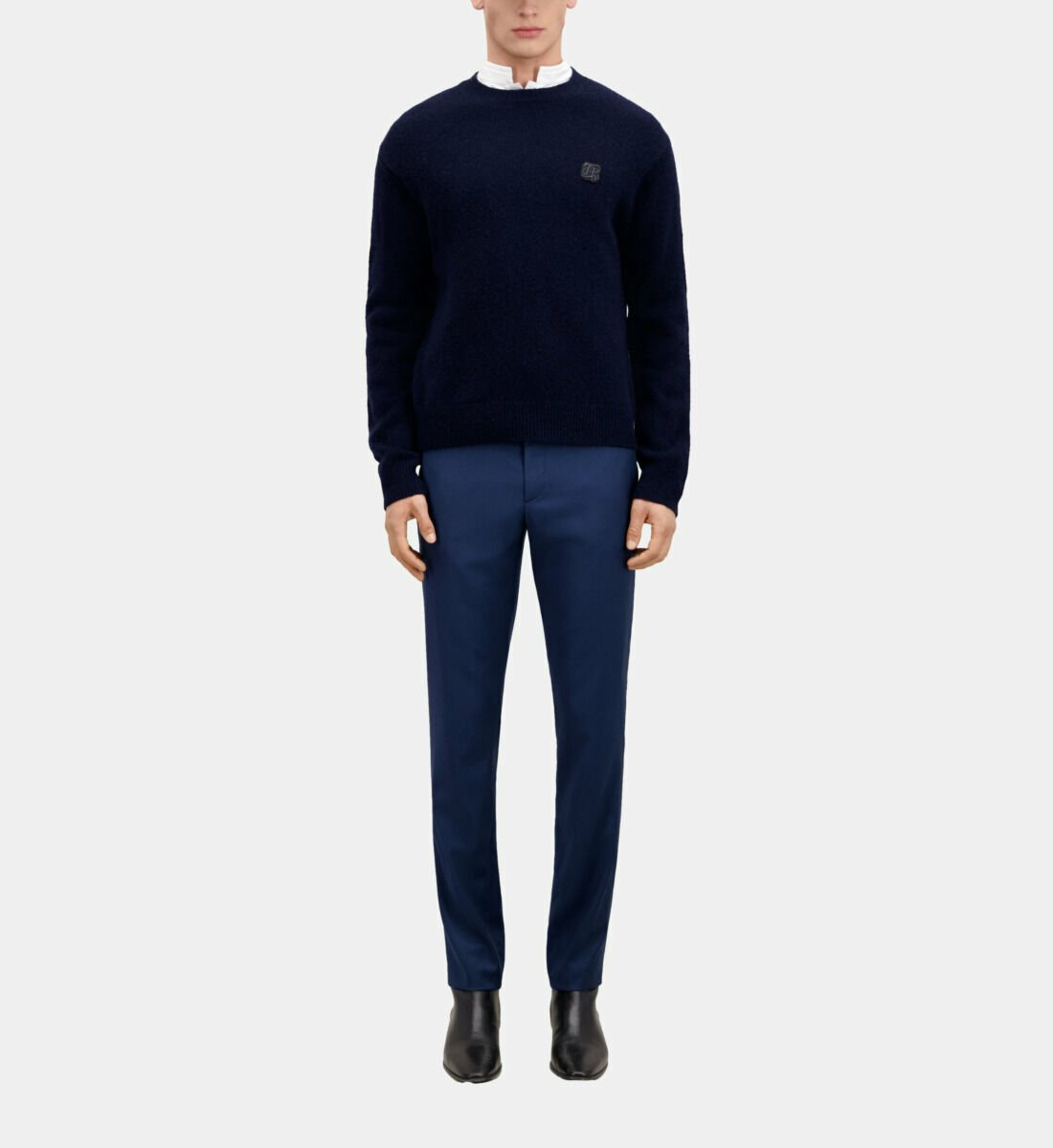 Pull Col Rond Avec Patch Canetille navy