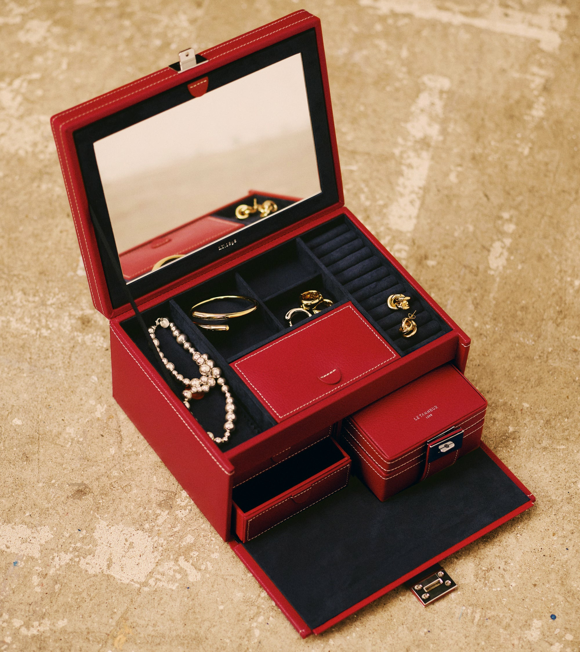 Coffret à Bijoux En Cuir Le Tanneur - Occasion - Écrin Rangement Vintage