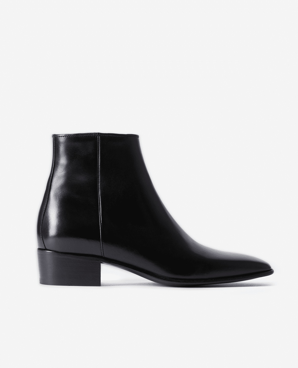 Bottines En Cuir Avec Zip Interieur black
