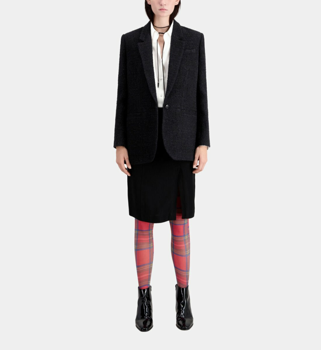 Blazer Noir En Tweed Avec Détails Lurex black