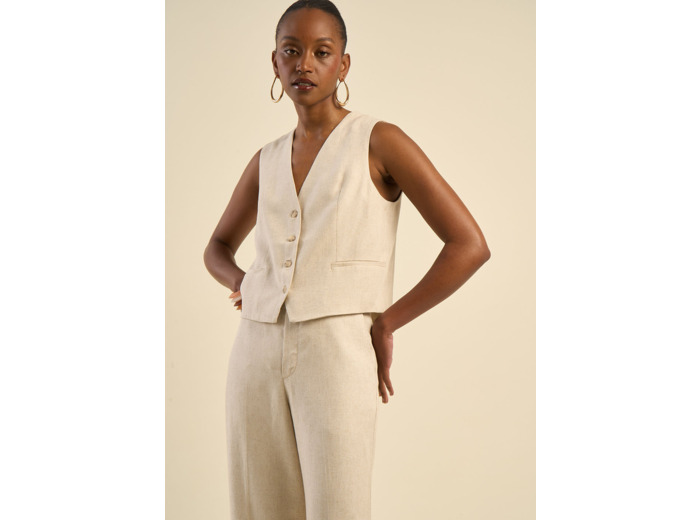 Gilet de costume contenant du lin