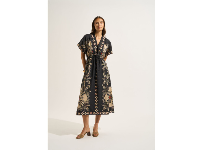 Robe longue imprimé placé