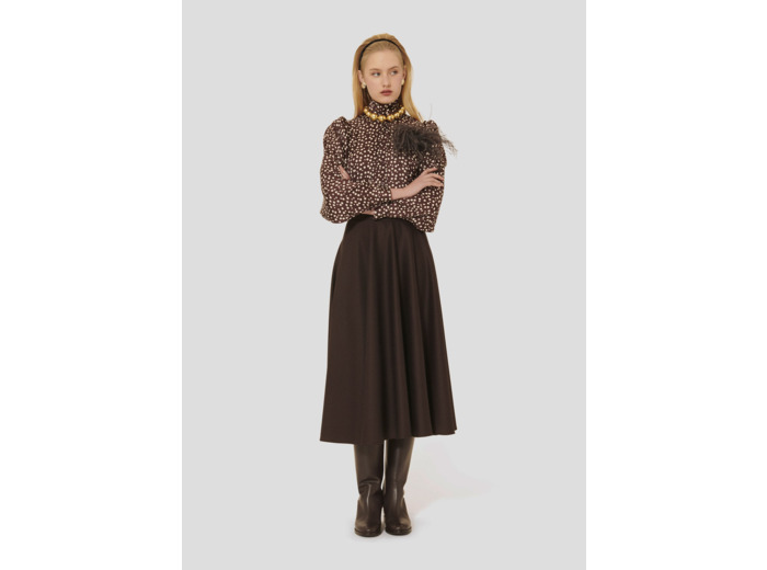 Jupe Jackie Chocolat en Laine Vierge