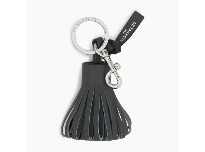 Porte clés pompons en cuir lisse