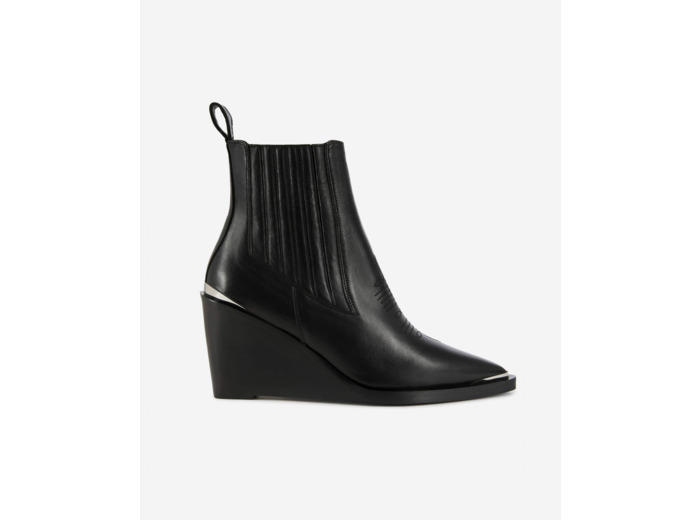 Bottines Western En Cuir Noir black