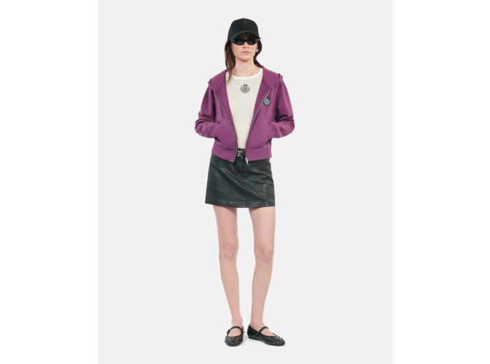 Sweatshirt À Capuche Blason Violet prune