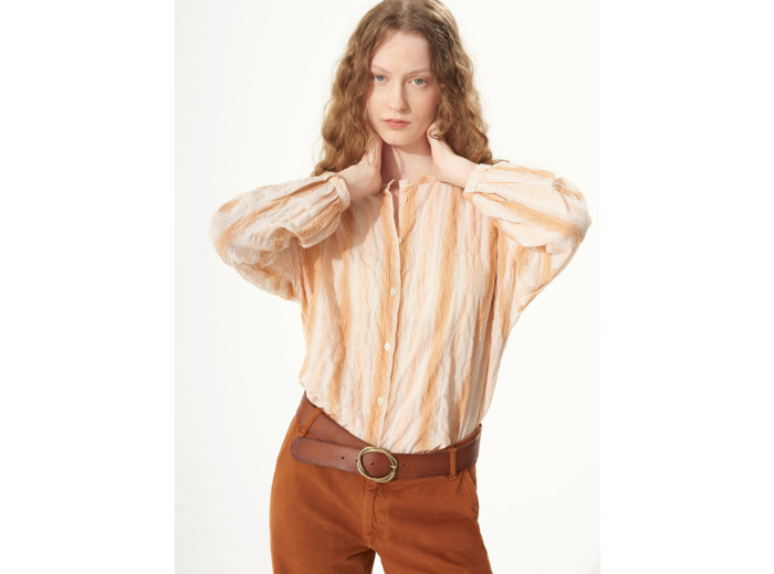 Blouse rayures orangees