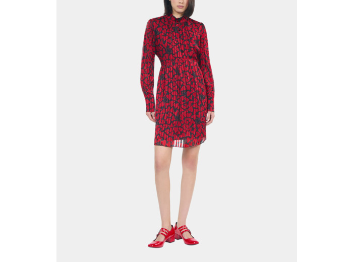 Robe courte plissée imprimé cœurs black - red
