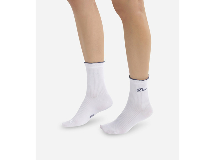 Socquettes femme en coton Blanc signature Dim brodé Madame Dim