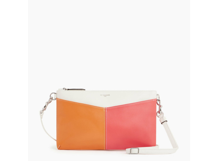 Pochette zippée avec bandoulière amovible Charlotte en cuir lisse