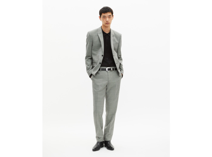 Veste de costume en pied de poule noir et blanc black grey