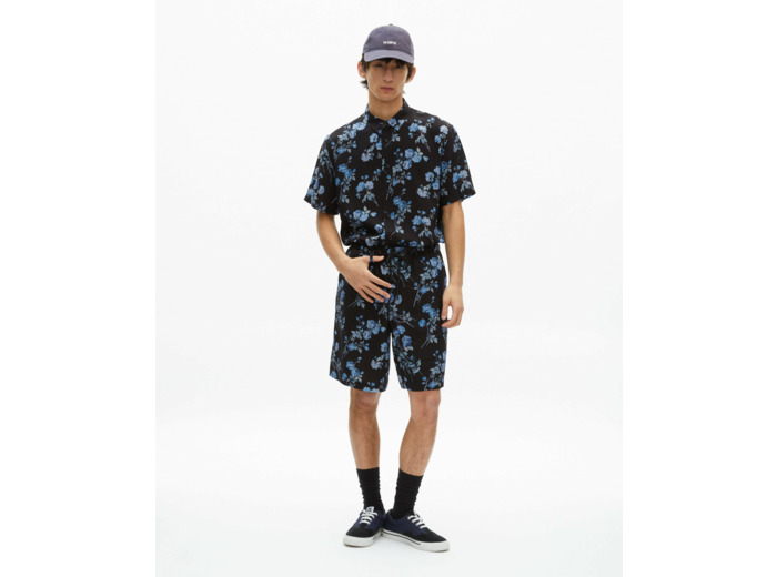 Short motif petites fleurs black blue