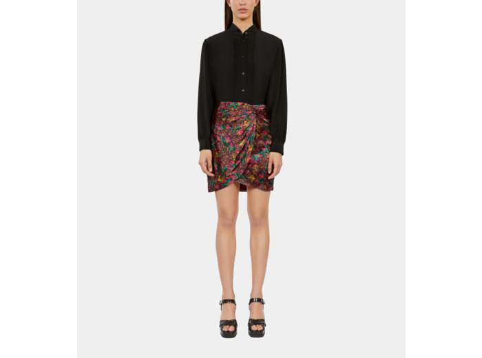 Chemise A Manches Longues Detail Plisse black