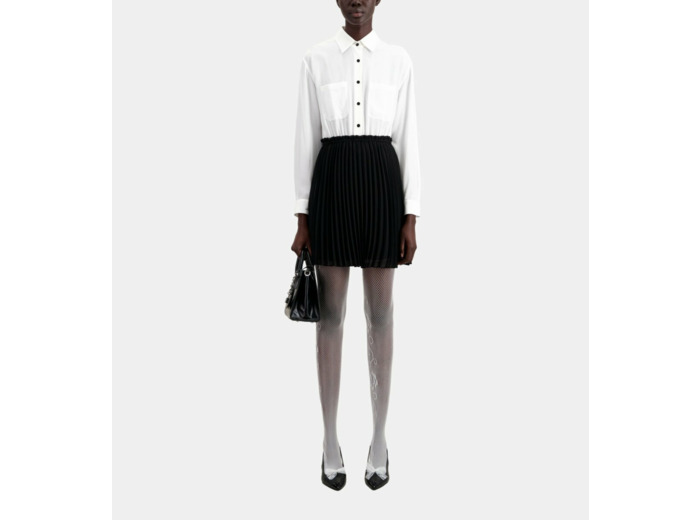 Robe courte plissée noire et blanche black white