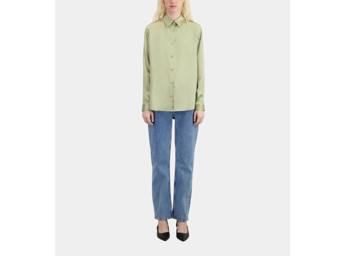 Chemise Vert Clair En Soie Satin kaki grey