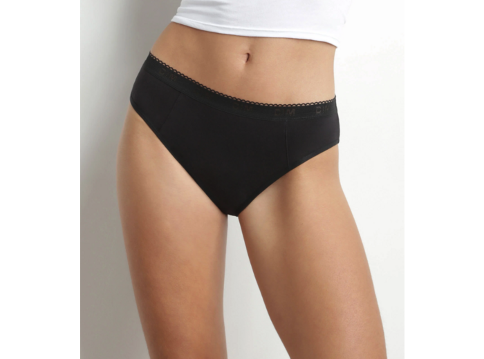 Culotte menstruelle lavable en coton bio noir Flux moyen Dim Protect