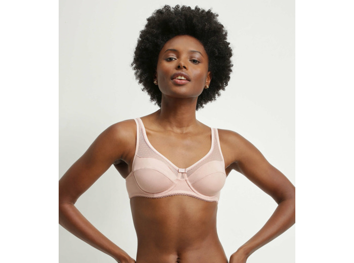 Soutien-gorge emboitant en coton bio et plumetis Rose Generous