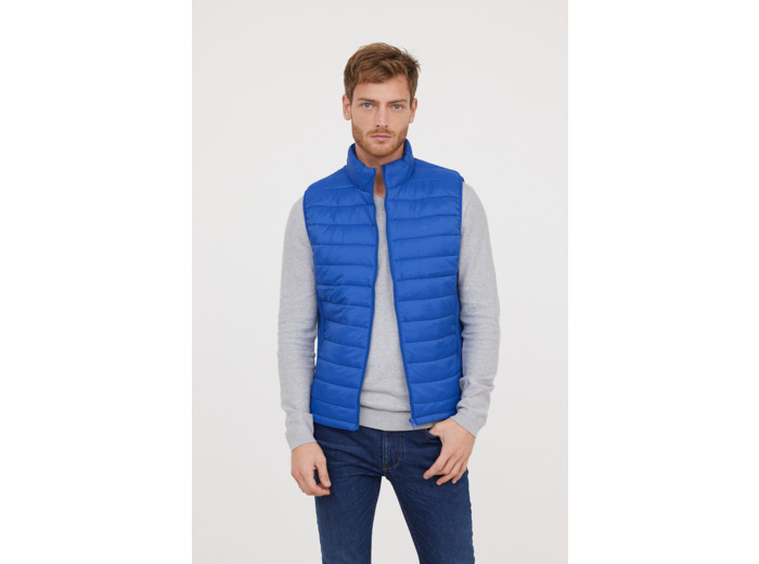 Doudoune légère basique sans manches en nylon, print poitrine, bandes élastiques côtés