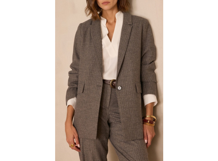 Veste de tailleur à rayures en laine NELIA