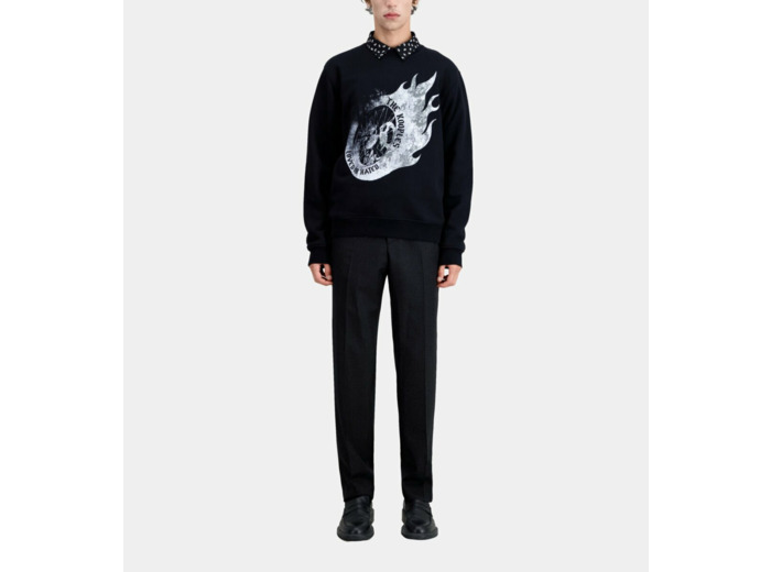 Sweat Avec Print Roue Et Flammes black
