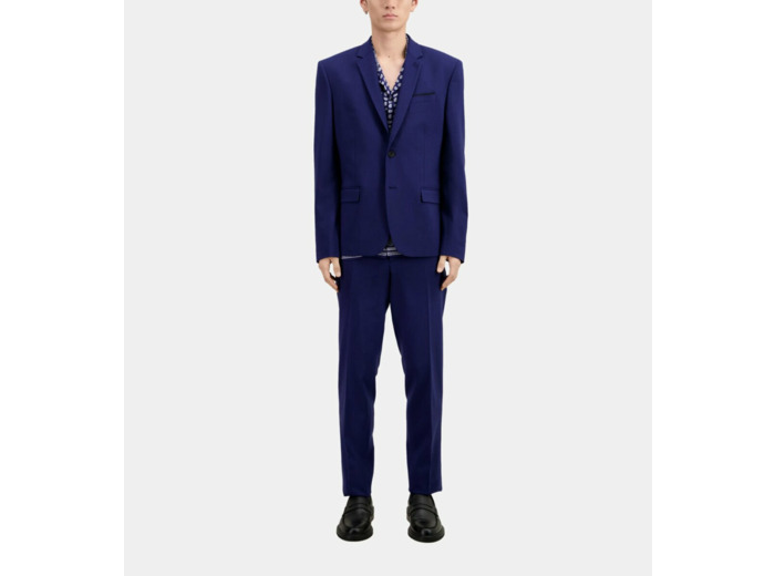 Veste De Costume Bleu Vif En Laine dark blue