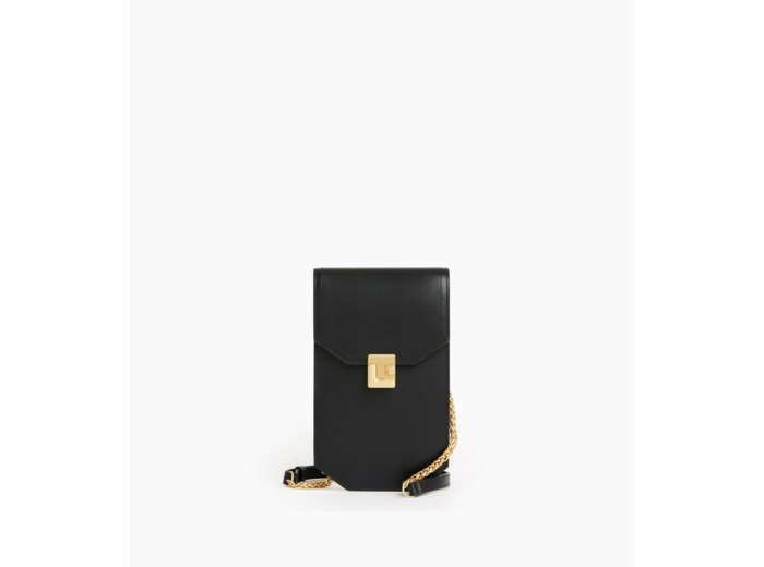 Etui téléphone à rabat Rose en cuir lisse