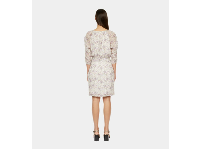 Robe Courte Imprimée Avec Laçage ecru/mauve chalk