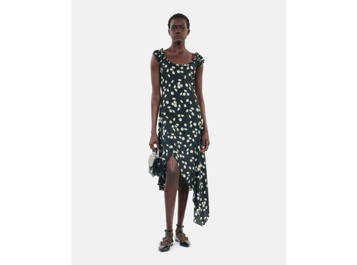 Robe Longue Avec Imprimé Fleuri black white