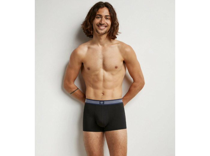 Boxer homme en coton modal à ceinture rayée Noir Dim Smart