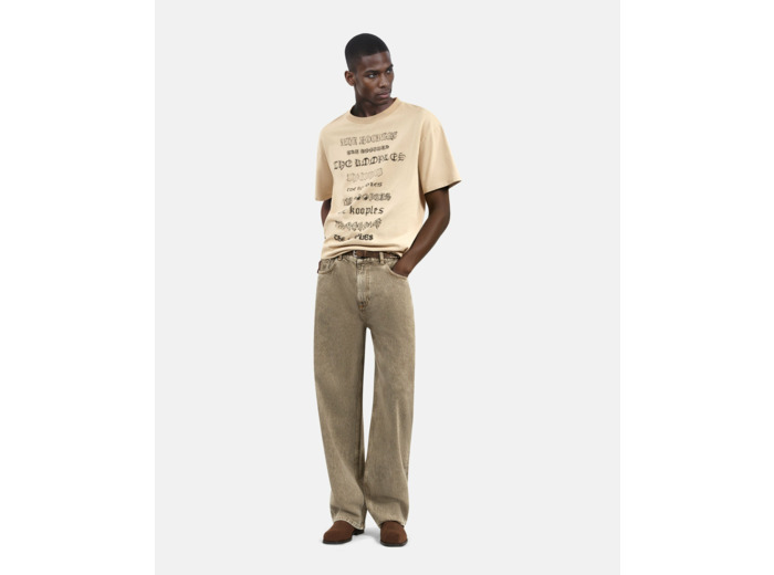 T-shirt manches courtes avec print beige taupe