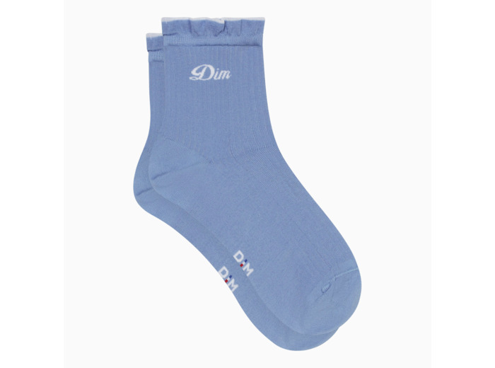 Socquettes femme en coton Bleu Lavande à fronces Madame Dim