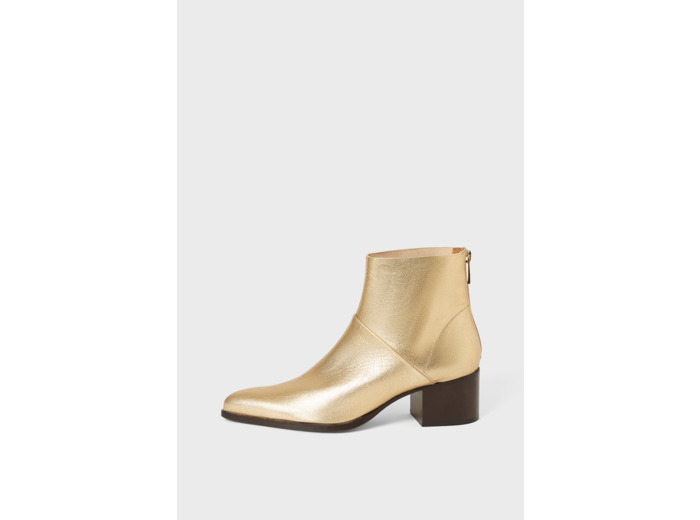 Boots dorées à talon en cuir - AXEL