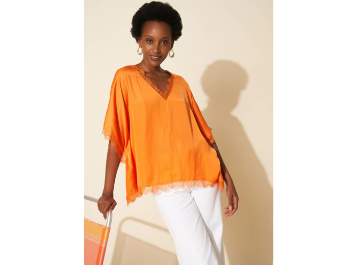 Top oversize détail dentelle