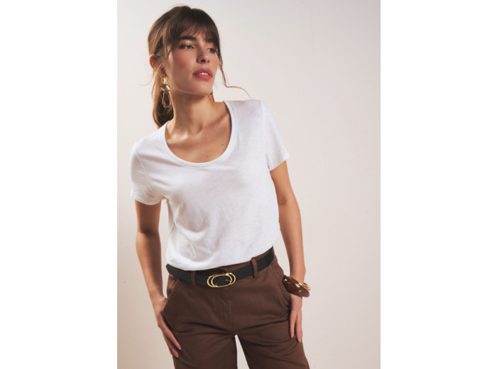 Tee-shirt col danseuse en coton modal