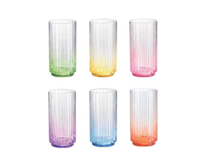 RAINBOW 6 verres à orangeade 50cl teinté